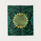Gold Flower of life on malachite Wandkleed (Voorkant)