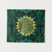 Gold Flower of life on malachite Wandkleed (Voorkant (horizontaal))