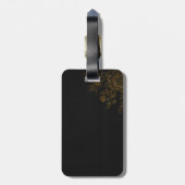 Gold Flower op zwarte achtergrond Bagagelabel (Achterkant verticaal)
