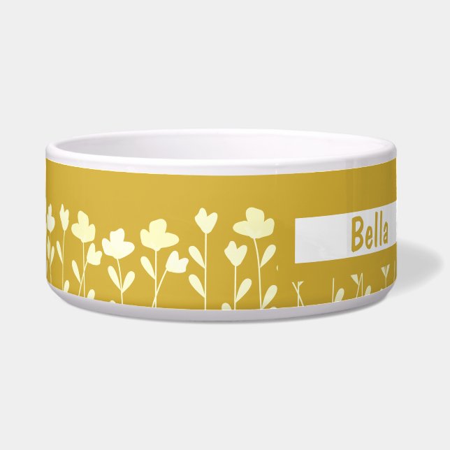 Gold Flower Pattern - Aangepast aangeduid als Flor Voerbakje (Voorkant)