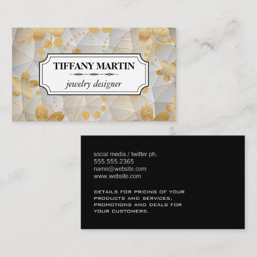 Gold Flower Pattern | Geometrisch Visitekaartje (Voorkant / Achterkant)