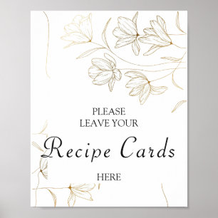 Gold Flower Recipe Kaart Poster Sign