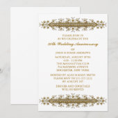 Gold Flower Scroll 50th Jubileum Party Kaart (Voorkant / Achterkant)