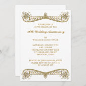 Gold Flower Scroll 50th Wedding Jubileum Party Kaart (Voorkant / Achterkant)