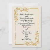 Gold Flower Scroll Wedding Invitation Kaart (Voorkant)