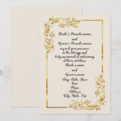 Gold Flower Scroll Wedding Invitation Kaart (Voorkant / Achterkant)