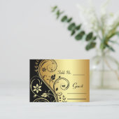 Gold Flower Scrollwork Trouwtafel Place Card Plaatskaartje (Staand voorkant)