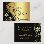 Gold Flower Scrollwork Trouwtafel Place Card Plaatskaartje (Voorkant / Achterkant)