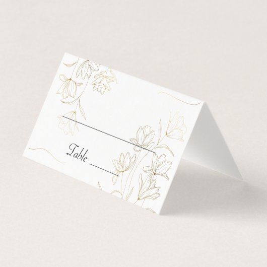 Gold Flower Table Number en Name Place Cards Kaart (Voorkant)