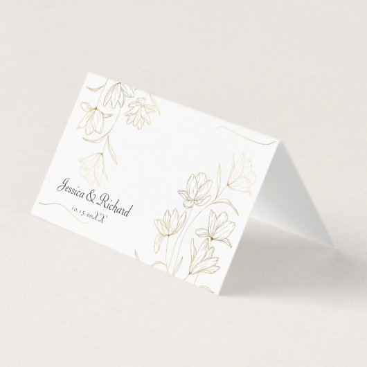 Gold Flower Table Number en Name Place Cards Kaart (Achterkant)