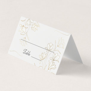 Gold Flower Table Number en Name Place Cards Kaart
