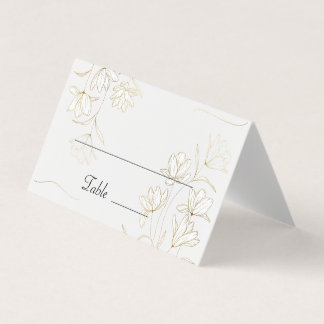 Gold Flower Table Number en Name Place Cards Kaart