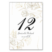 Gold Flower Table Number Seed Place Card Kaart (Voorkant)