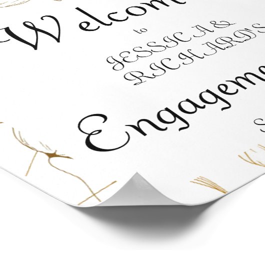 Gold Flower Verloving Welcome Poster Sign (Hoek)