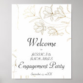 Gold Flower Verloving Welcome Poster Sign (Voorkant)