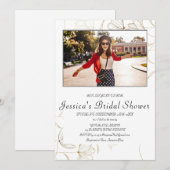 Gold Flower Vrijgezellenfeest PHOTO Invitation Kaart (Voorkant / Achterkant)