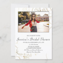 Gold Flower Vrijgezellenfeest PHOTO Invitation