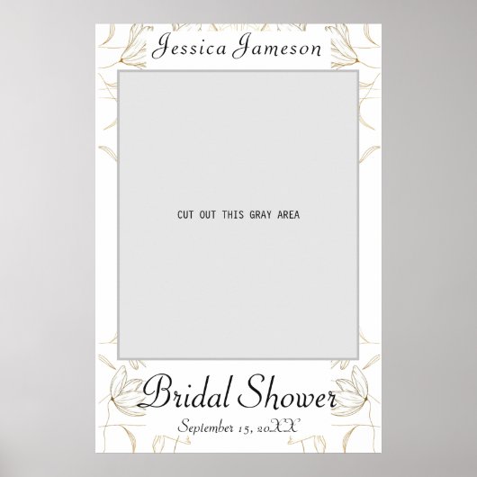 Gold Flower Vrijgezellenfeest Photo Prop Poster (Voorkant)