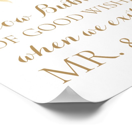 Gold Flower Wedding Bubbles of Good Wishes Poster (Hoek)