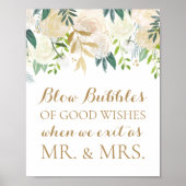 Gold Flower Wedding Bubbles of Good Wishes Poster (Voorkant)