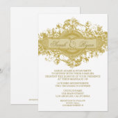GOLD  FLOWER WEDDING INVITATION KAART (Voorkant / Achterkant)