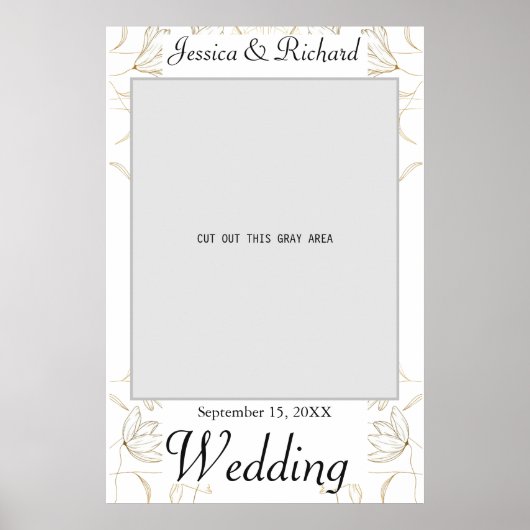 Gold Flower Wedding Photo Prop Poster (Voorkant)