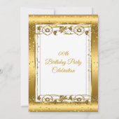 Gold Flower White Glitter Birthday Party Kaart (Achterkant)