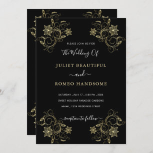 Gold Flowers Black Luxury Weddennatie