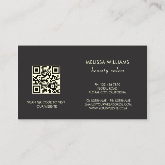 Gold Flowers Black Visitekaartje (Achterkant)