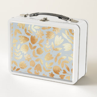 Gold flowers, blue background, foil imitation.