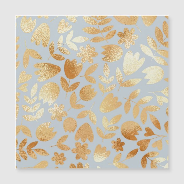 Gold flowers, blue background, foil imitation. (Voorkant)