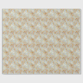 Gold flowers, blue background, foil imitation. cadeaupapier (Vlak)