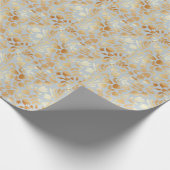 Gold flowers, blue background, foil imitation. cadeaupapier (Hoek)