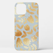 Gold flowers, blue background, foil imitation. Case-Mate iPhone case (Achterkant)