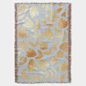 Gold flowers, blue background, foil imitation. deken (Voorkant Verticaal)