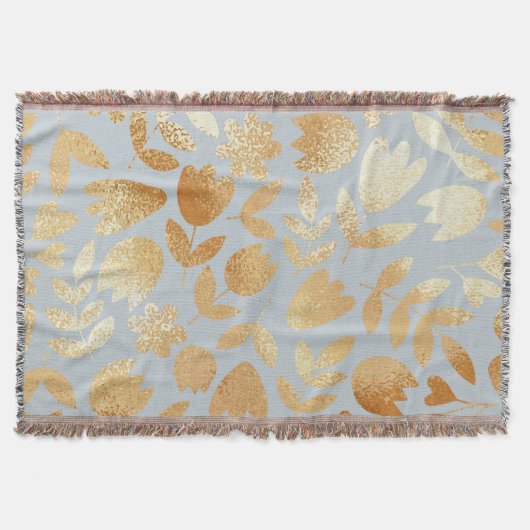 Gold flowers, blue background, foil imitation. deken (Voorkant)