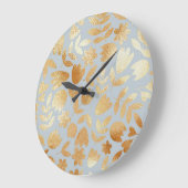 Gold flowers, blue background, foil imitation. grote klok (Hoek)