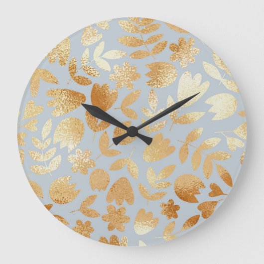 Gold flowers, blue background, foil imitation. grote klok (Voorkant)