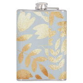 Gold flowers, blue background, foil imitation. heupfles (Achterkant)