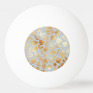 Gold flowers, blue background, foil imitation. pingpongbal