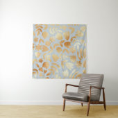 Gold flowers, blue background, foil imitation. wandkleed (In Situ (horizontaal))