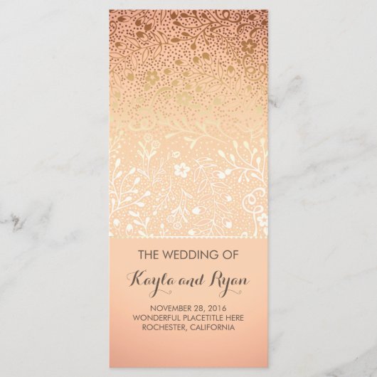 Gold Flowers  Blush Wedding Programma's (Voorkant)