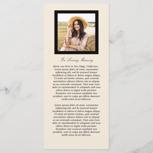 Gold Flowers Celebration of Life Programme Programmakaart (Achterkant)