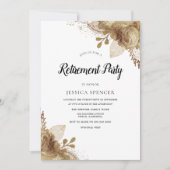 Gold Flowers Elegant Retirement Party Invite Kaart (Voorkant)