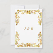 Gold Flowers Framed Wedding Invitation Sjabloon Kaart (Achterkant)