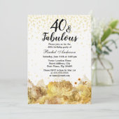 Gold Flowers Glitter 40 en Fabulous 40th Birthday Kaart (Staand voorkant)