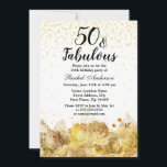 Gold Flowers Glitter 50 en Fabulous 50th Birthday Kaart<br><div class="desc">Gold Flowers Glitter 50 en geweldige 50th Birthday Party Invitation Zie overeenkomend collectie in winkel</div>