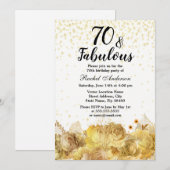 Gold Flowers Glitter 70 en Fabulous 70th Birthday Kaart (Voorkant / Achterkant)