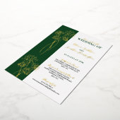 Gold Flowers Green Photo Wedding Folie Uitnodiging (Gedraaid)