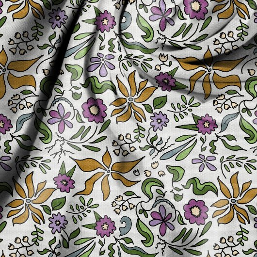 Gold Flowers Hand-drawn Botanical Design  Stof